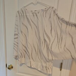 Chico's White and Gray Zebra Print Blouse